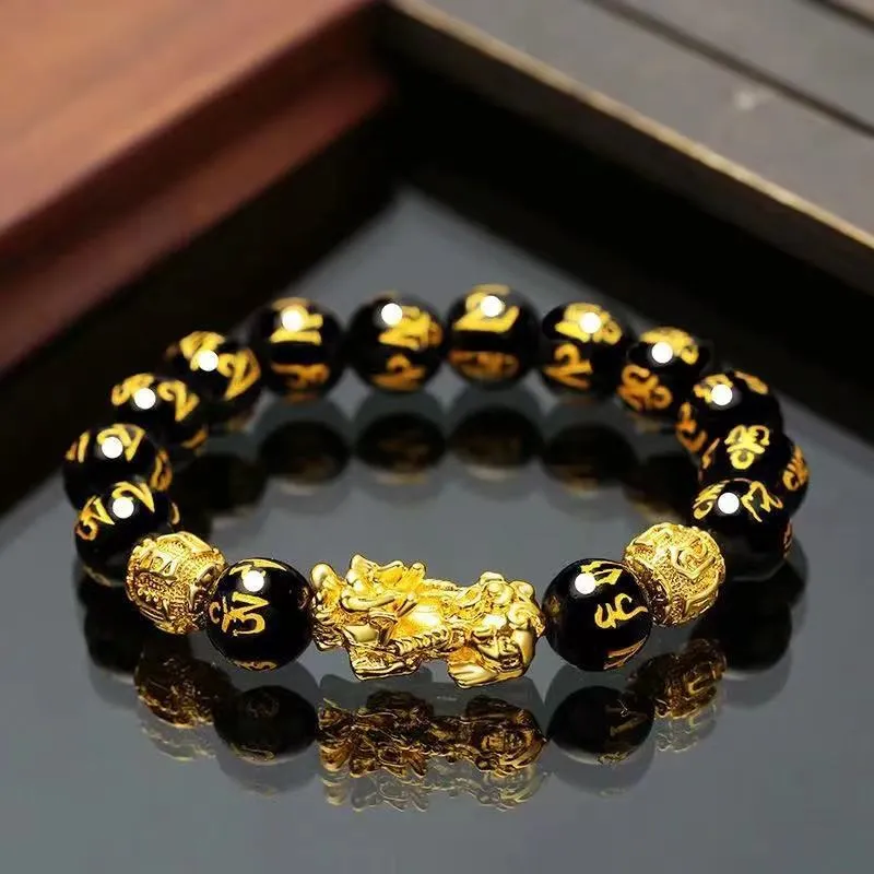 Black Obsidian Pixiu Wealth Bracelet for Men