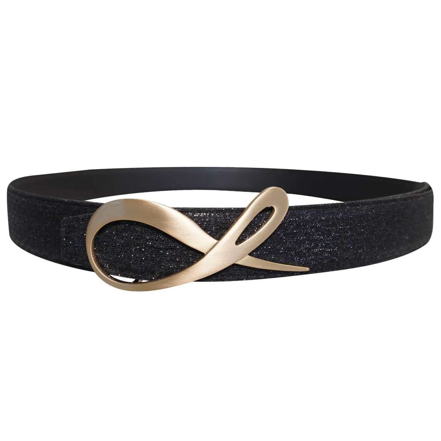Black Pebbled Diamante Yellow Gold Belt