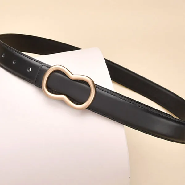 Black Women's Leather Belts with Gold Buckle Belt 藍色女士金扣皮帶 KCBELT1141