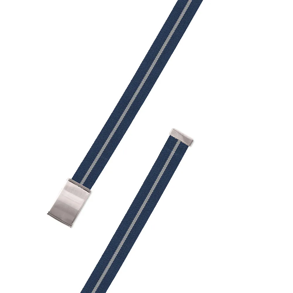 Blue & Grey Belgian Stretch Military Buckle Belt