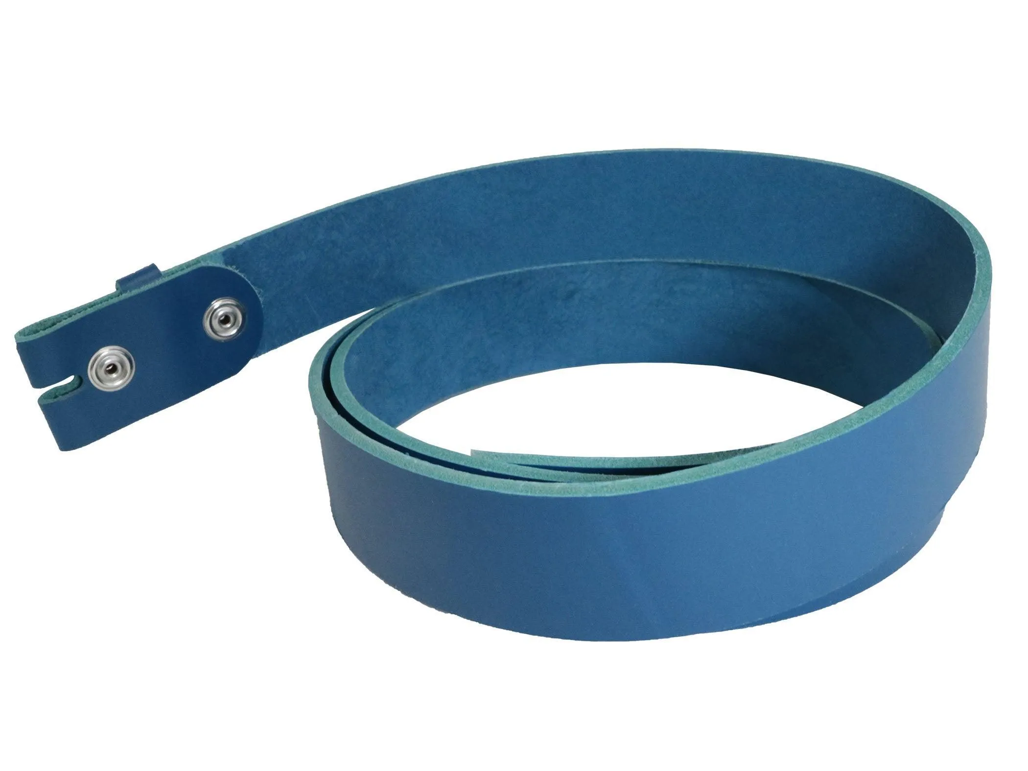 Blue Vegetable Tanned Leather Belt Blank W/ Snaps and Matching Keeper | 60"-72" Length