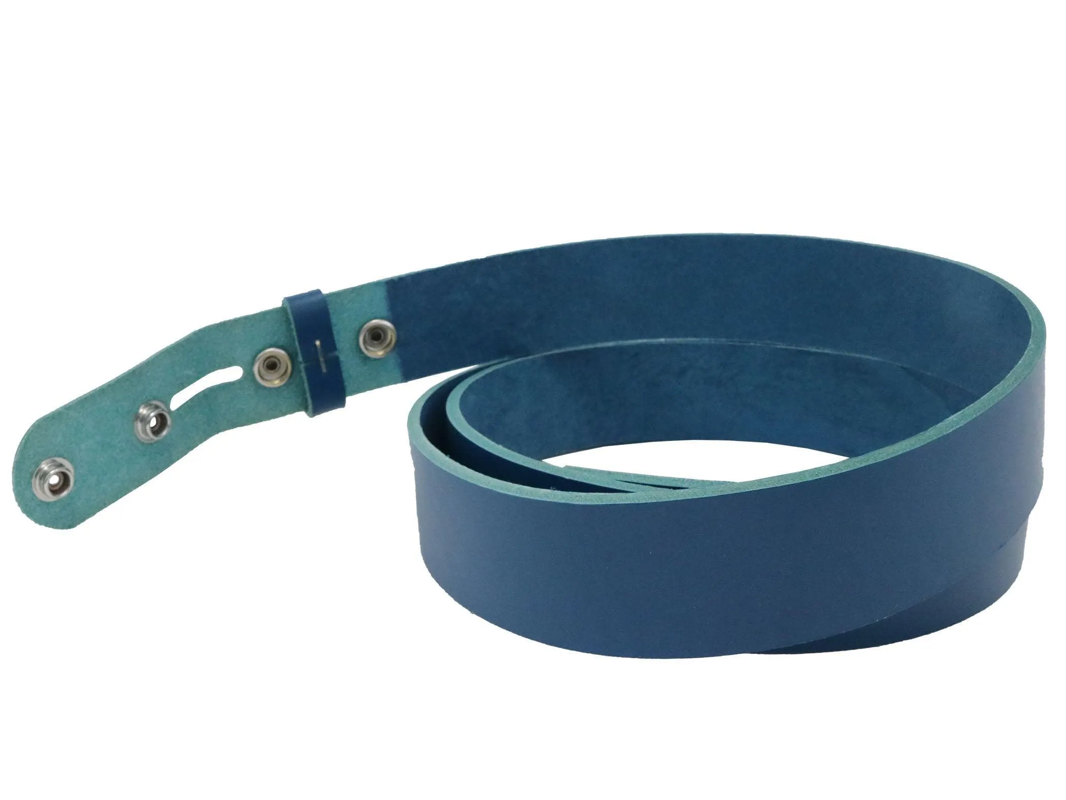 Blue Vegetable Tanned Leather Belt Blank W/ Snaps and Matching Keeper | 60"-72" Length