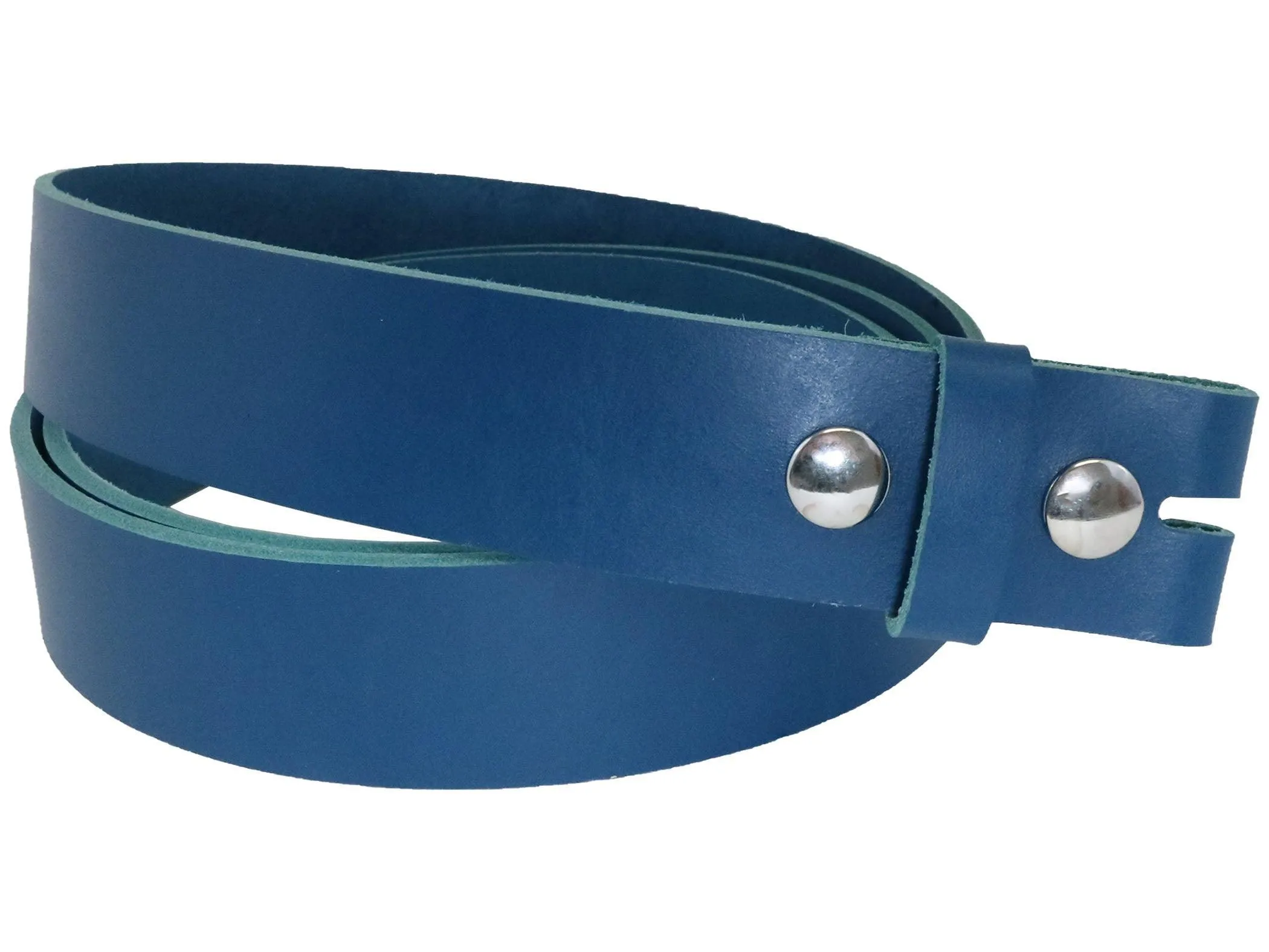 Blue Vegetable Tanned Leather Belt Blank W/ Snaps and Matching Keeper | 60"-72" Length