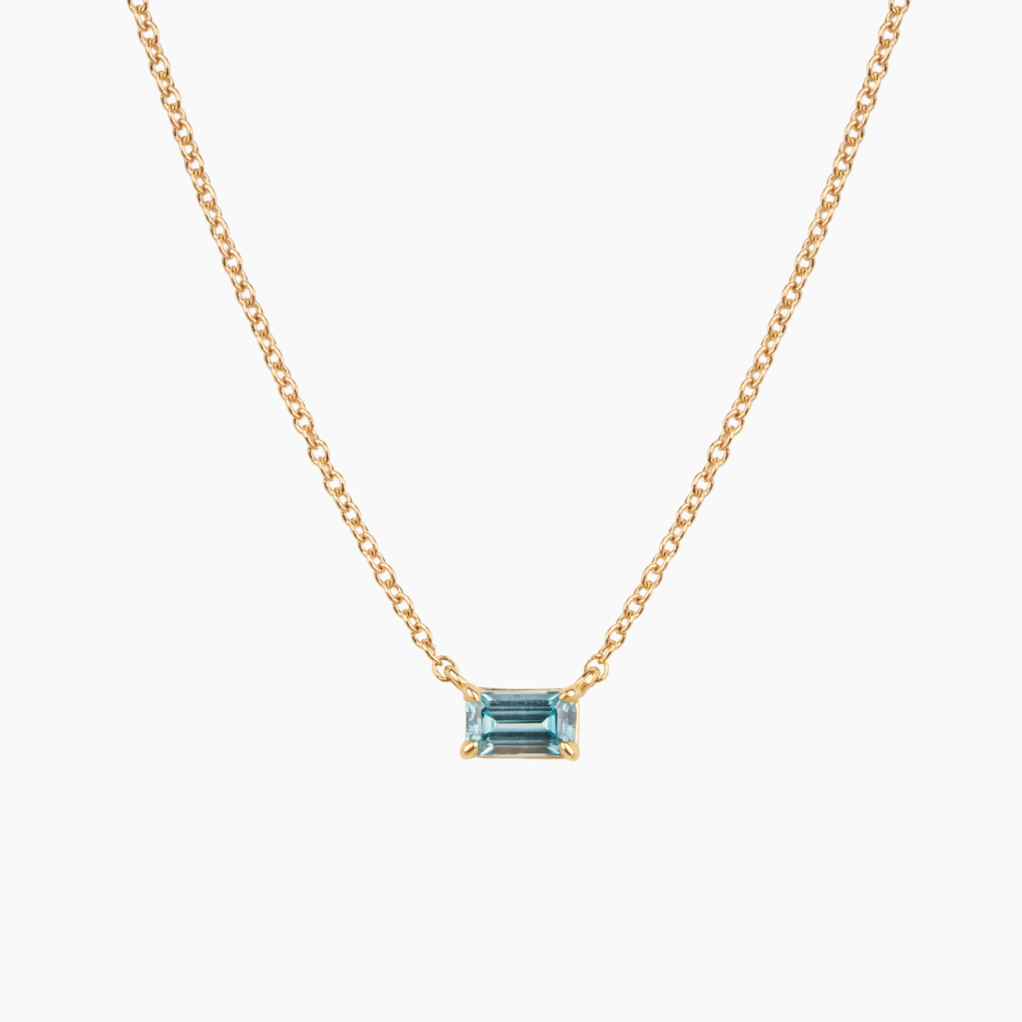 Blue Zircon Birthstone Necklace