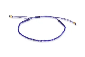 Bracelet - Beaded Macrame String Lapis Lazuli