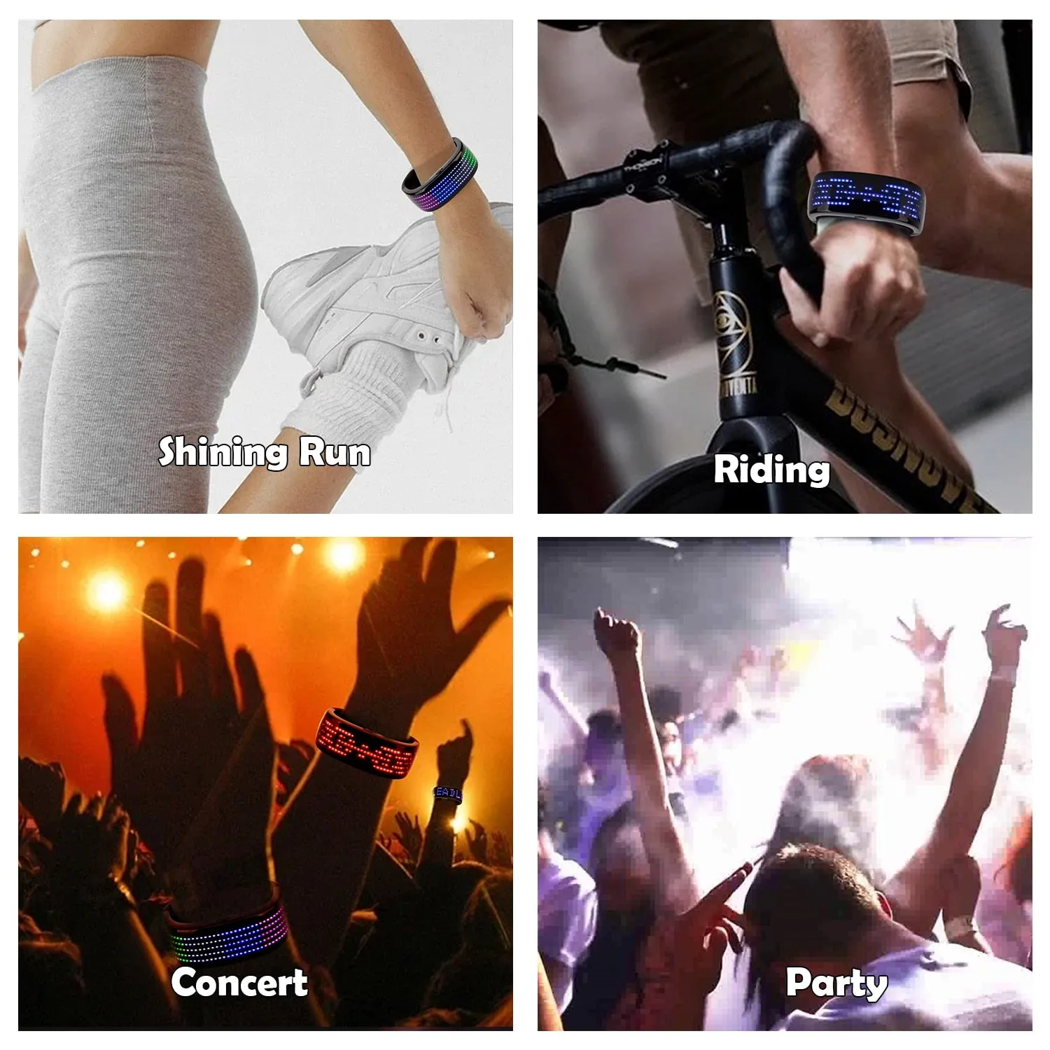 Bracelet LED Ligh Bluetooth Programmable APP Connected t Up Bracelet USB Rechargeable Night Safety Wristband