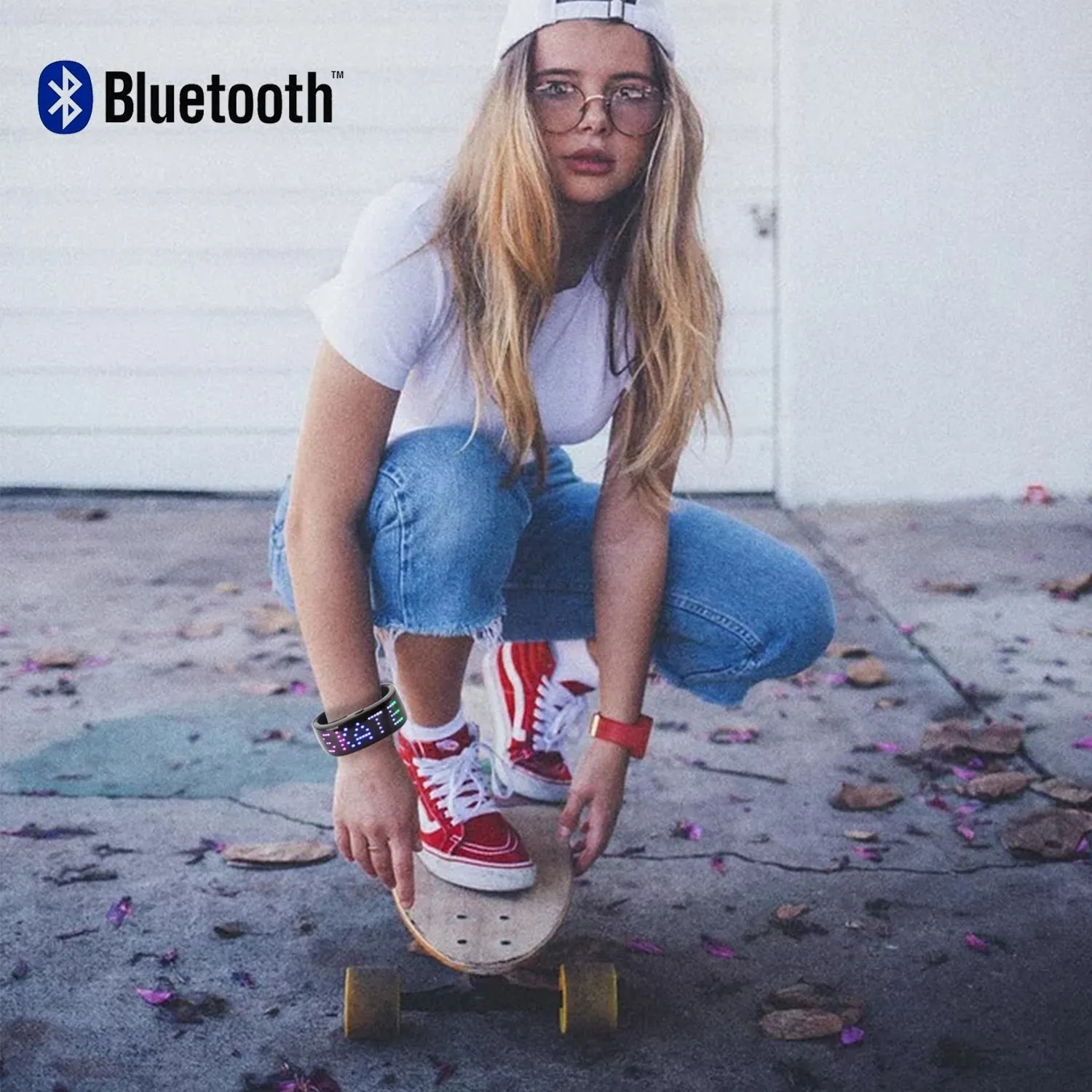 Bracelet LED Ligh Bluetooth Programmable APP Connected t Up Bracelet USB Rechargeable Night Safety Wristband
