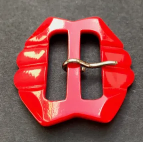 Bright Red 1940s 5cm Belt Buckle - Unused Old Warehouse Find