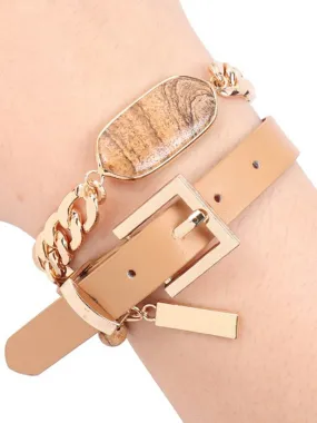 Brown Oval Stone Bracelet Choker Necklace