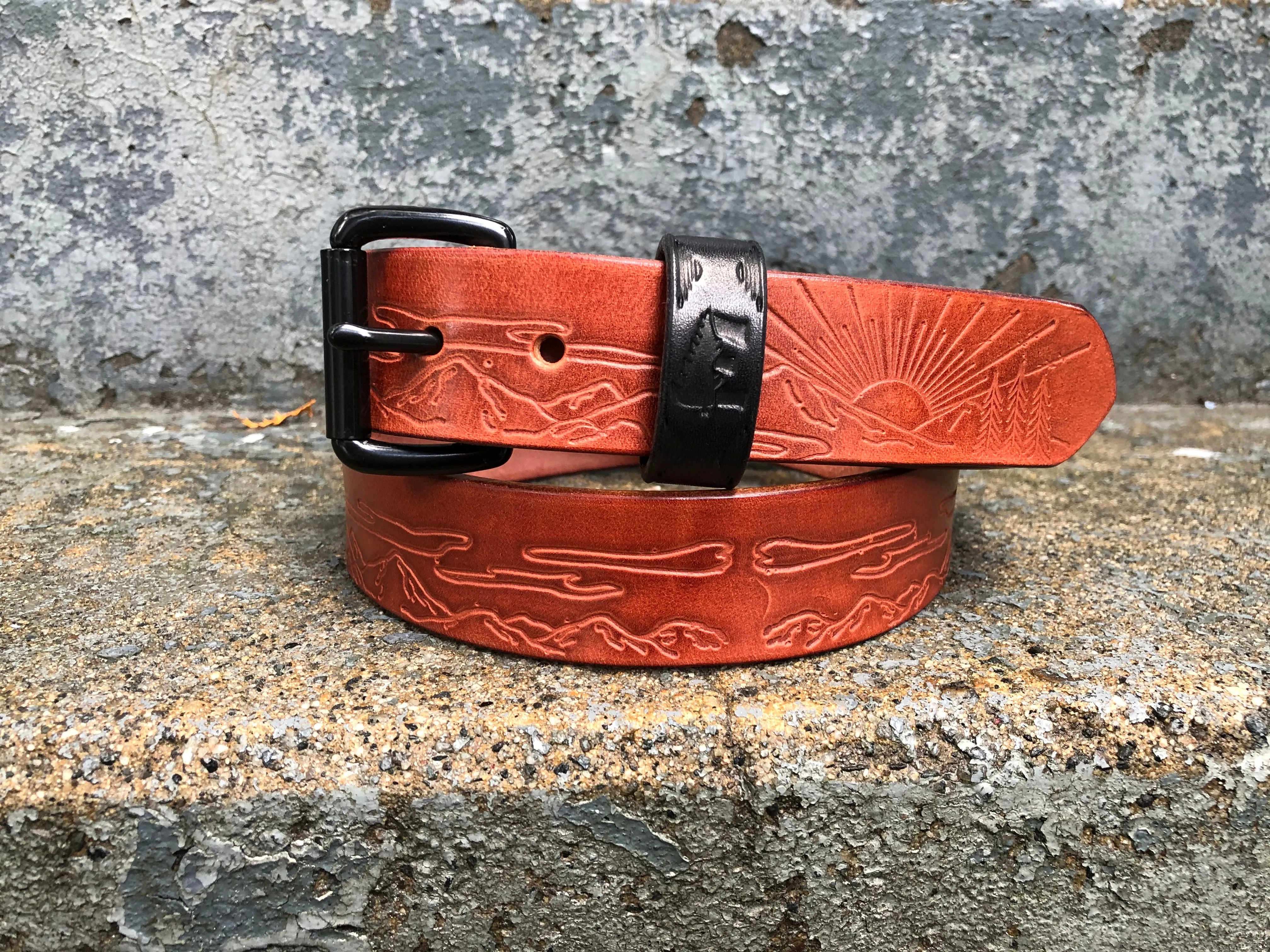 Brown 'Stamped Series' Minimalist Belt (Brass & Nickel Hardware Available)