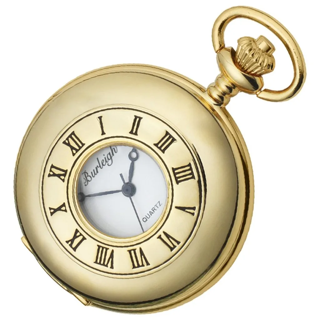 Budget Gold Plated Half Hunter Pocket Watch by Burleigh GP1232