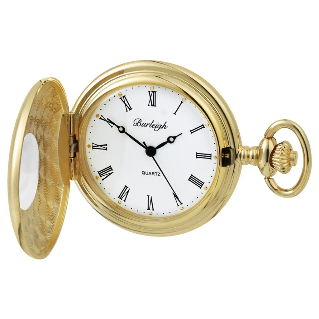 Budget Gold Plated Half Hunter Pocket Watch by Burleigh GP1232