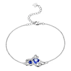 Butterfly Birthstone September Sapphire Bracelet Women Girls Jewelry Birthday Gift 925 Sterling Silver