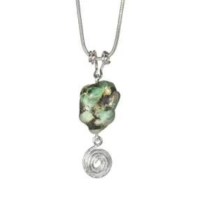 CAMILLA WEST JEWELLERY Green Emerald Gemstone Silver Coil Necklace