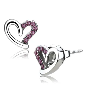 CJ082 Wholesale Women's Stainless Steel High polished AAA Grade CZ Ruby Heart Earrings
