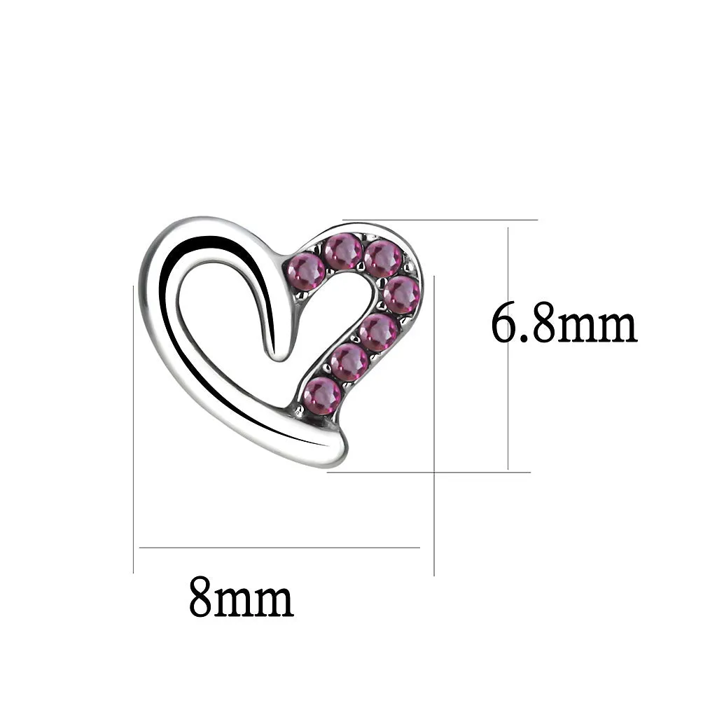 CJ082 Wholesale Women's Stainless Steel High polished AAA Grade CZ Ruby Heart Earrings