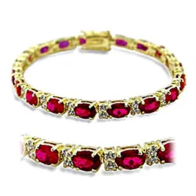 CJ415505 Wholesale Women's Brass Rhodium IP Gold Synthetic Ruby Bracelet