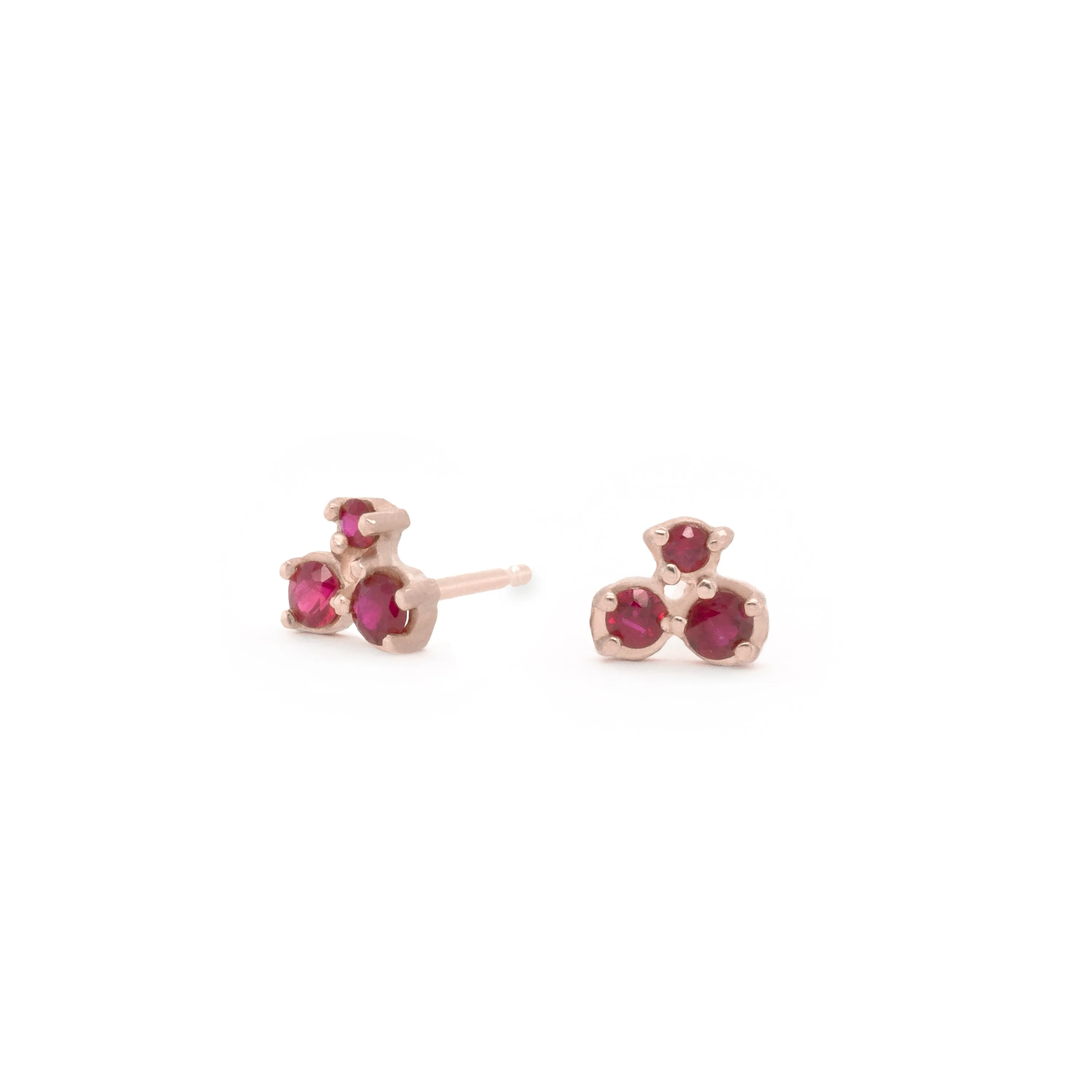 Cluster Trio Ruby Earrings