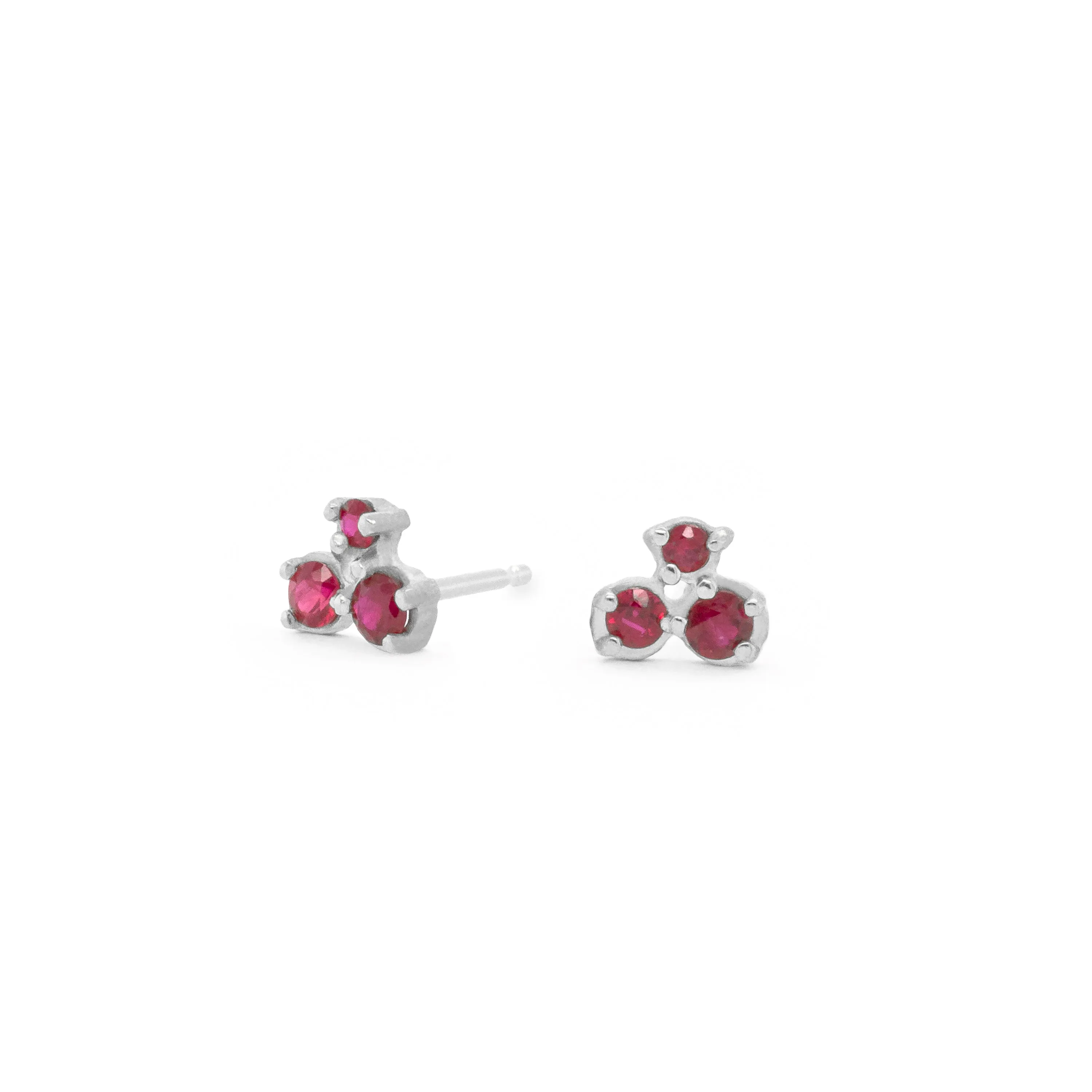 Cluster Trio Ruby Earrings
