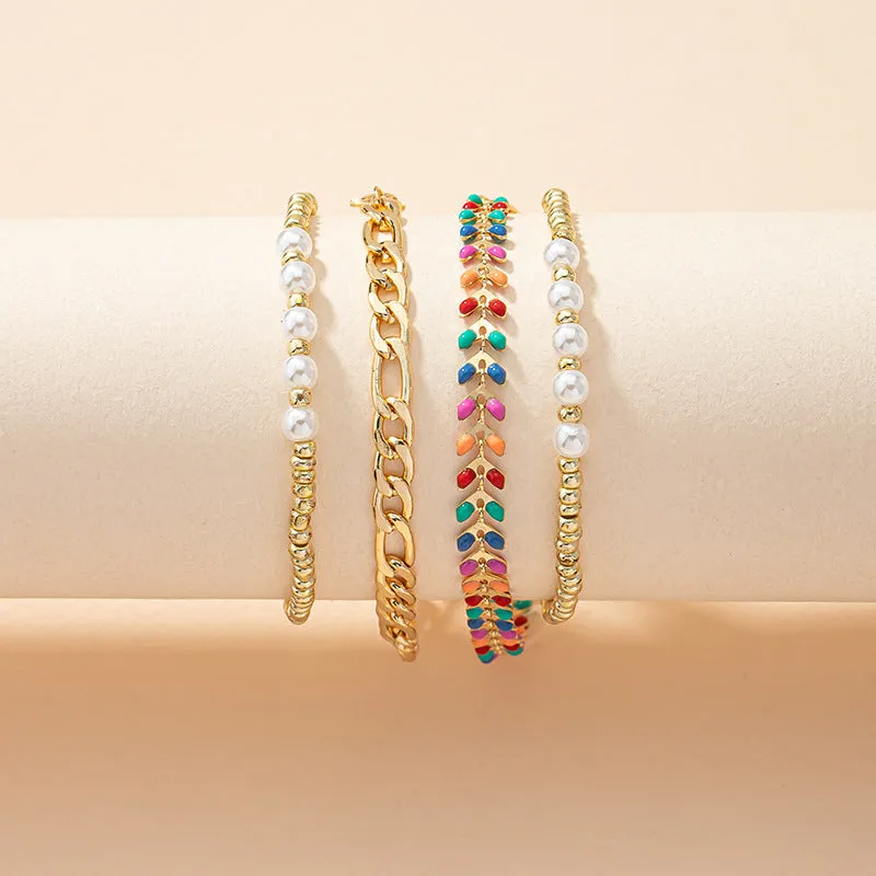 Colorful Vienna Verve Metal Bracelet Set - Trendy European and American Fashion Piece