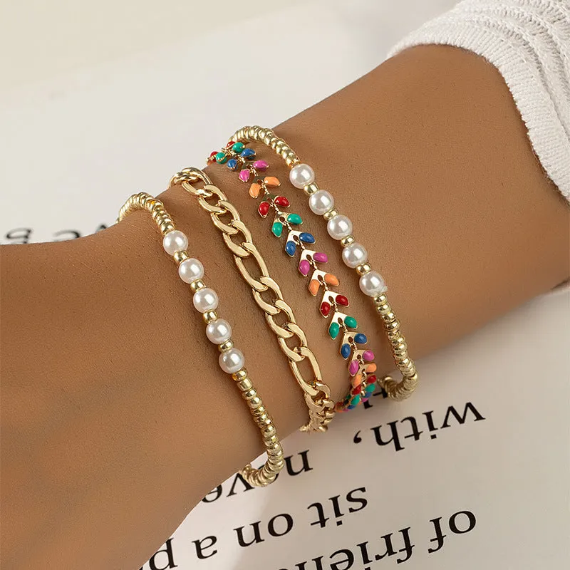 Colorful Vienna Verve Metal Bracelet Set - Trendy European and American Fashion Piece