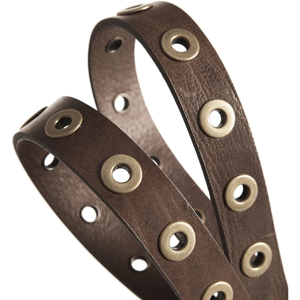 Cool narrow belt with details / 11478 - Brown/Brass