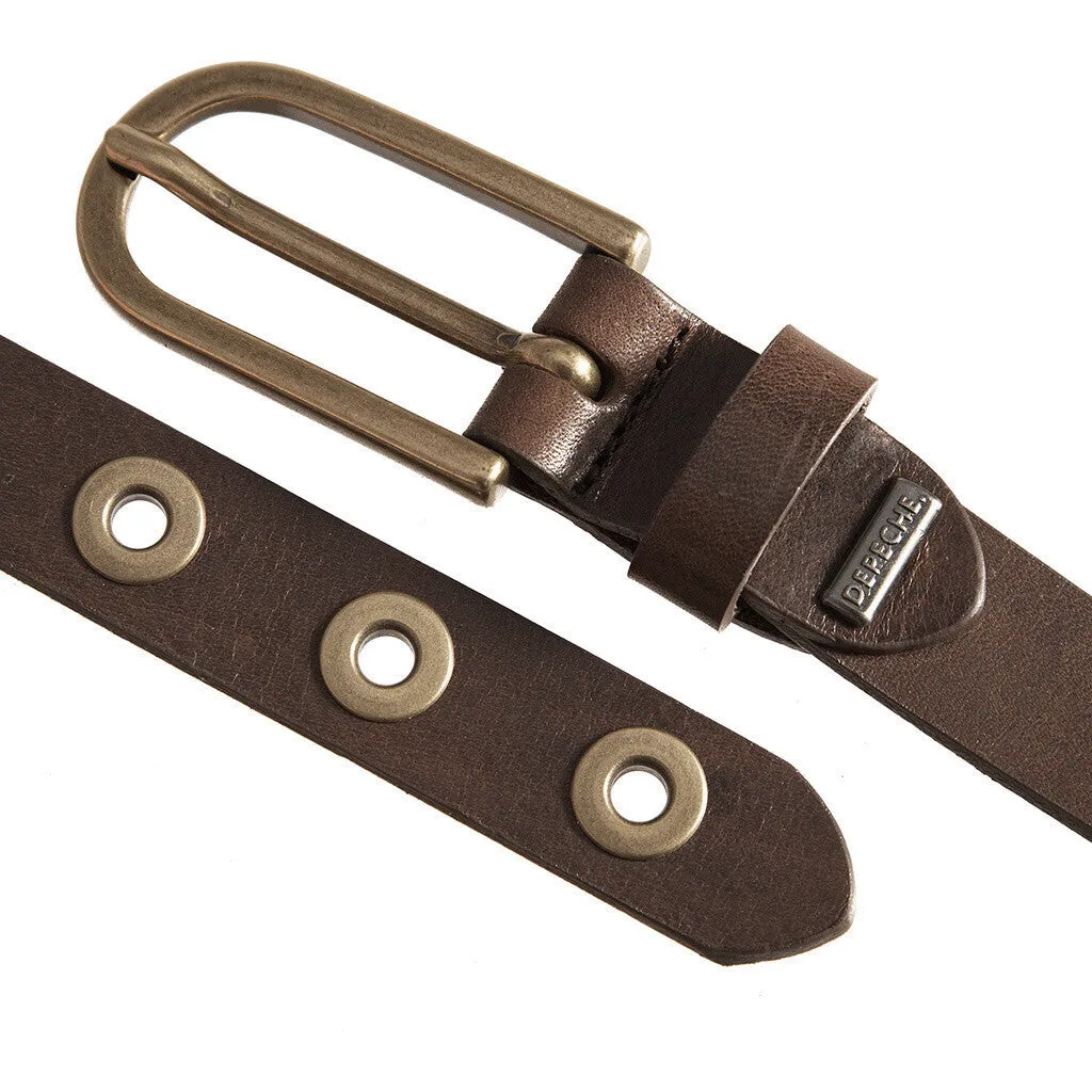 Cool narrow belt with details / 11478 - Brown/Brass