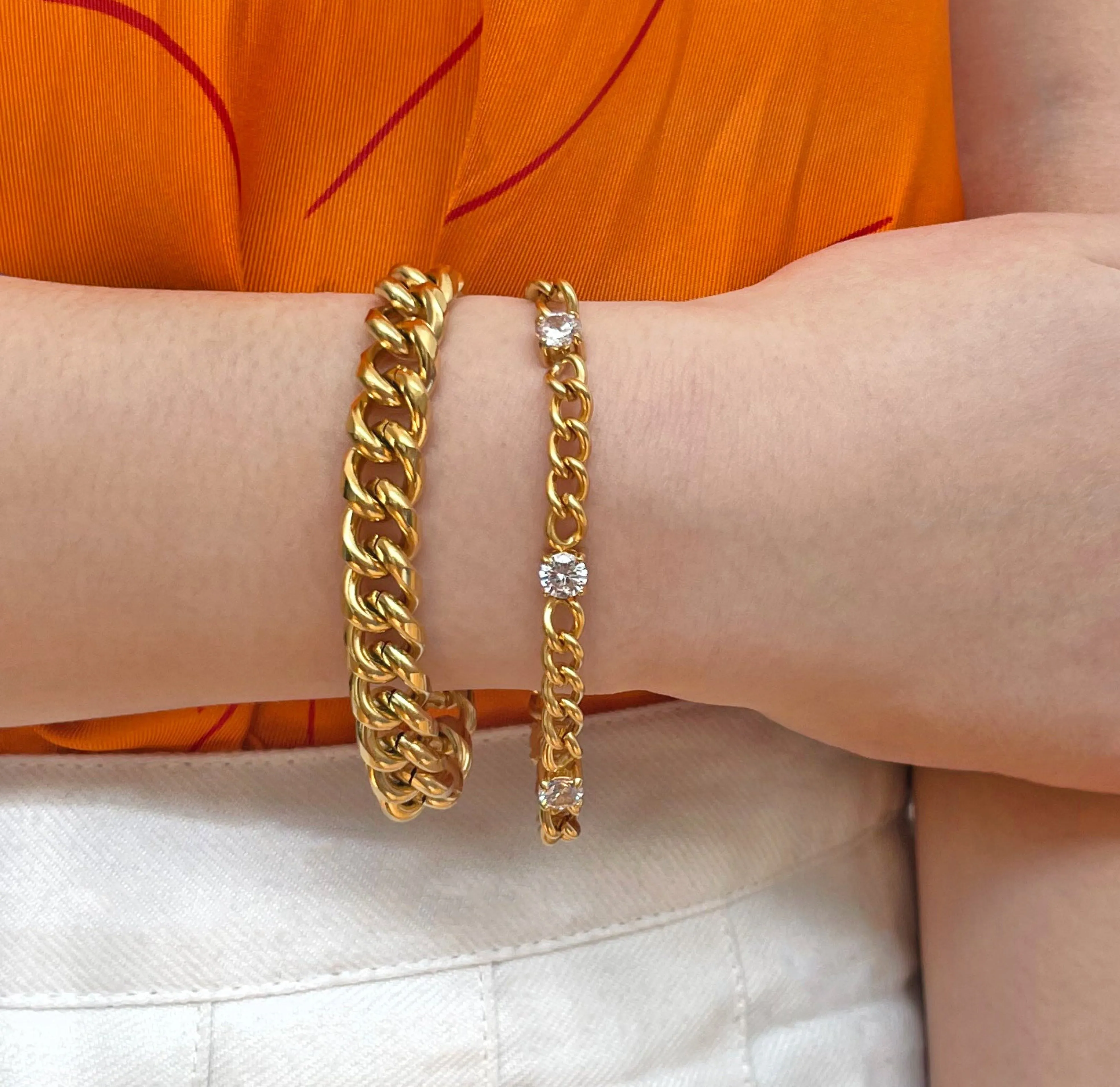 CRU CZ DIAMOND GOLD CHAIN BRACELET