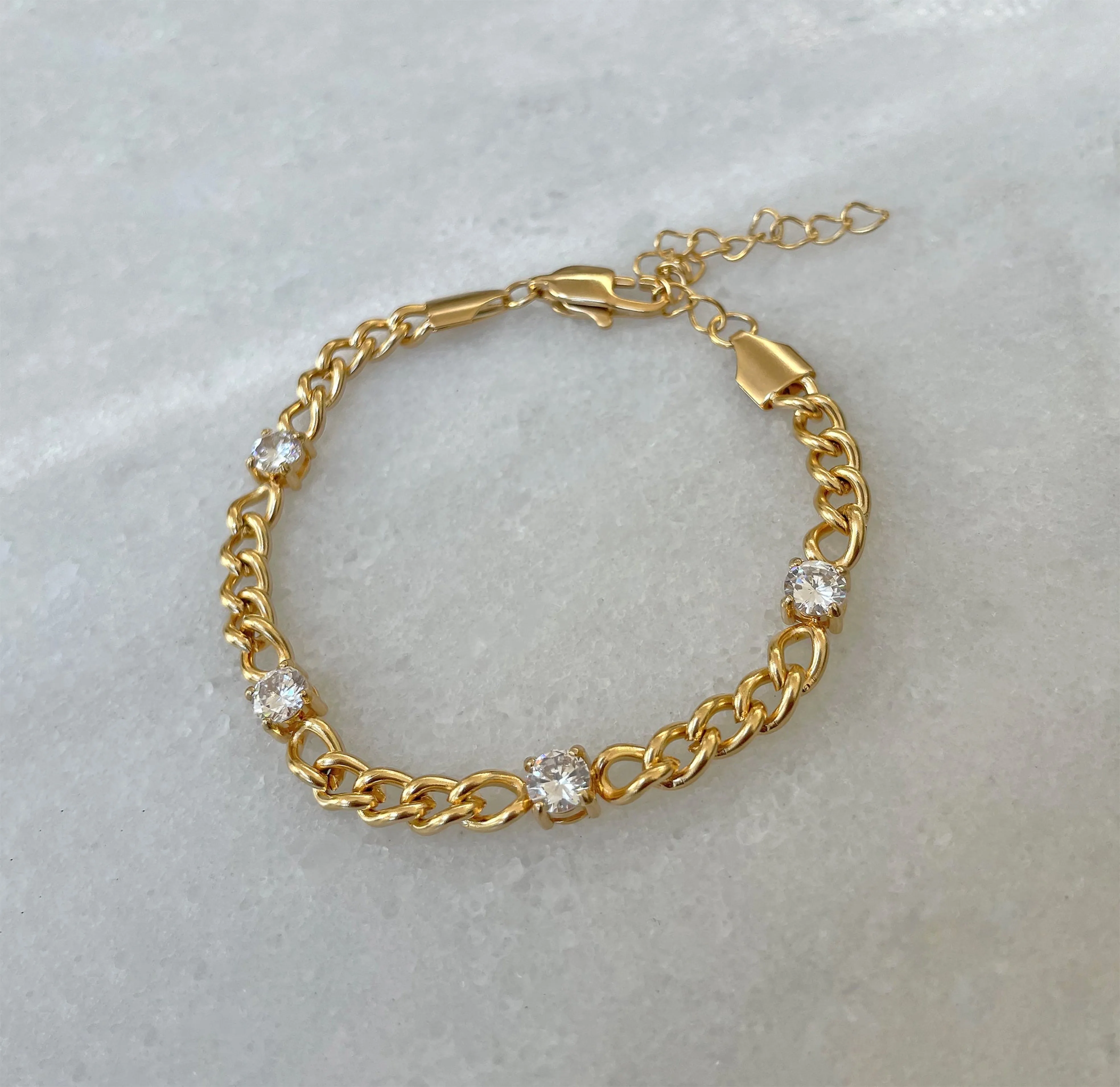 CRU CZ DIAMOND GOLD CHAIN BRACELET