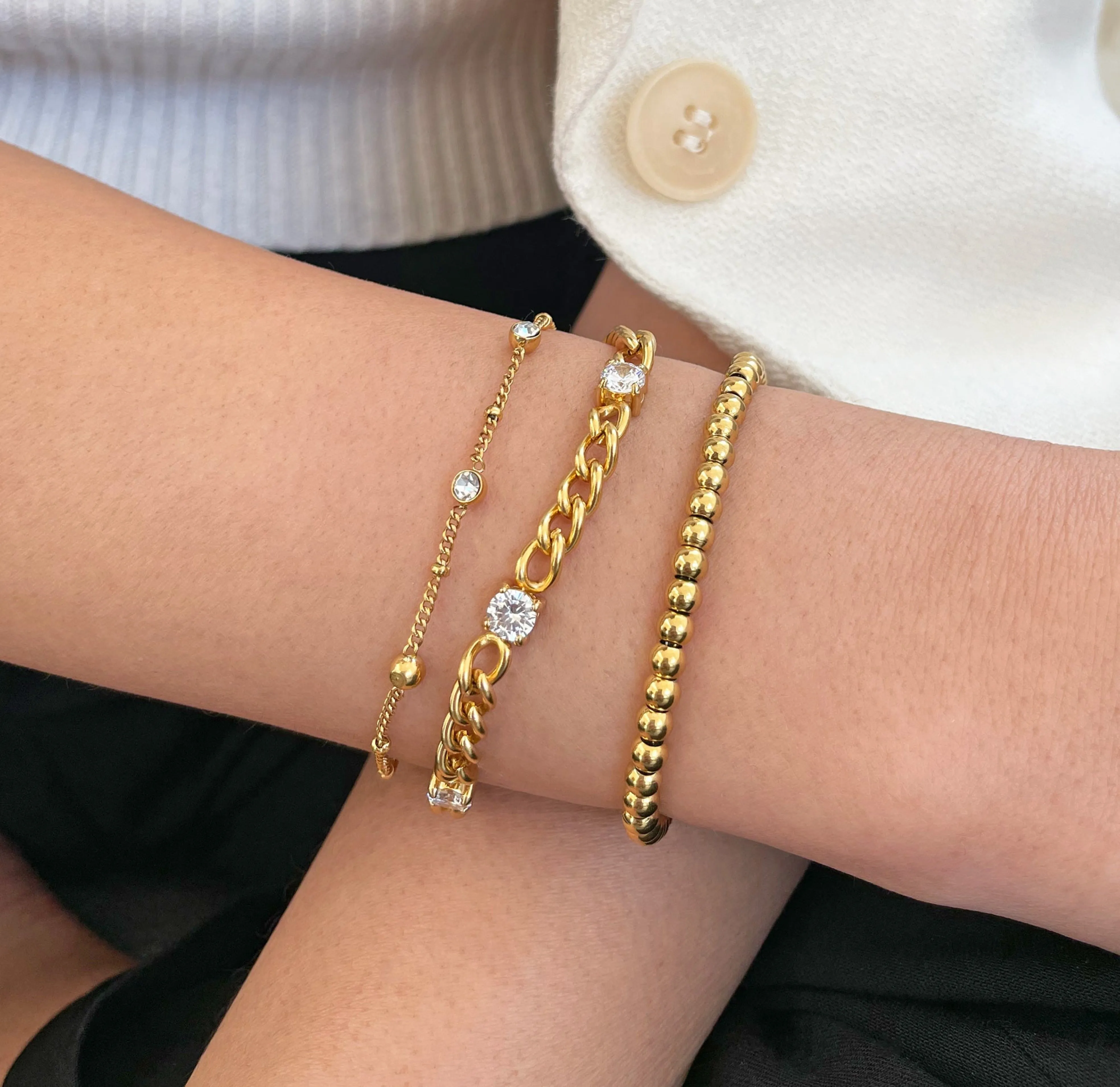CRU CZ DIAMOND GOLD CHAIN BRACELET