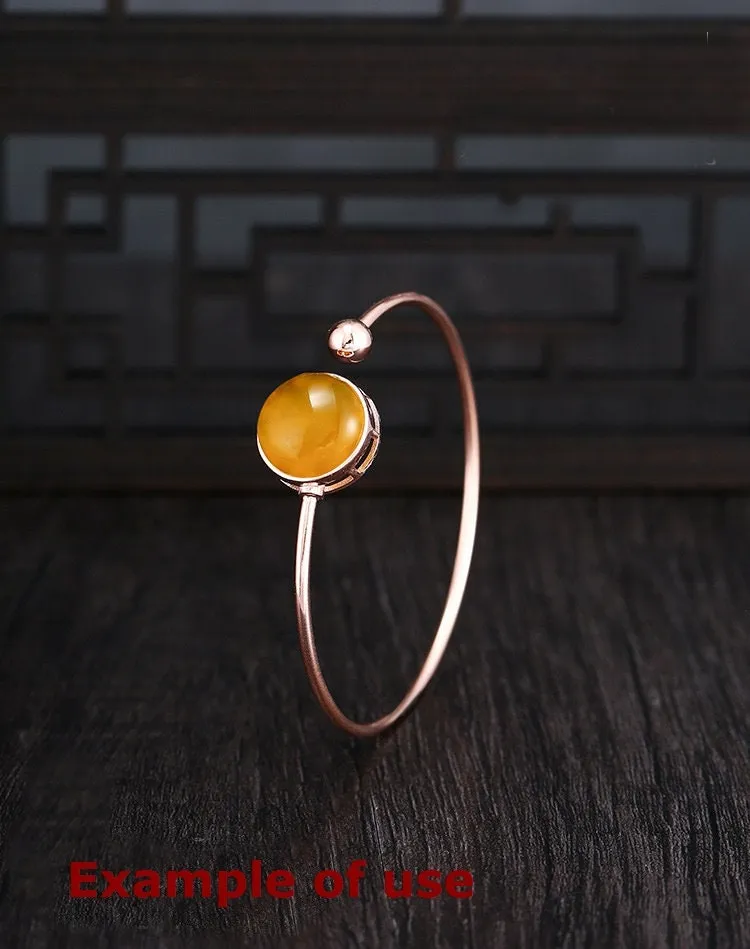 Cuff Bracelet Setting 10x14mm Sterling Silver 925 Round Base Adjustable Retro Mount For One Stone Wholesale Gold No Prongs DIY Jewelry 1pc