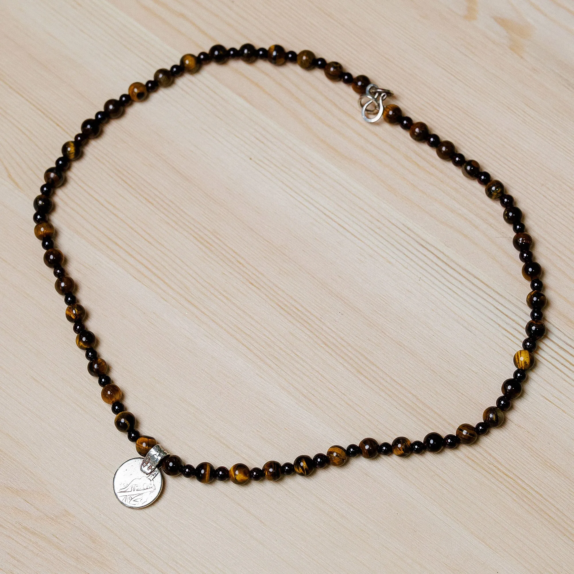 Cultural Tiger's Eye and Garnet Choker Pendant Necklace - Precious History | NOVICA