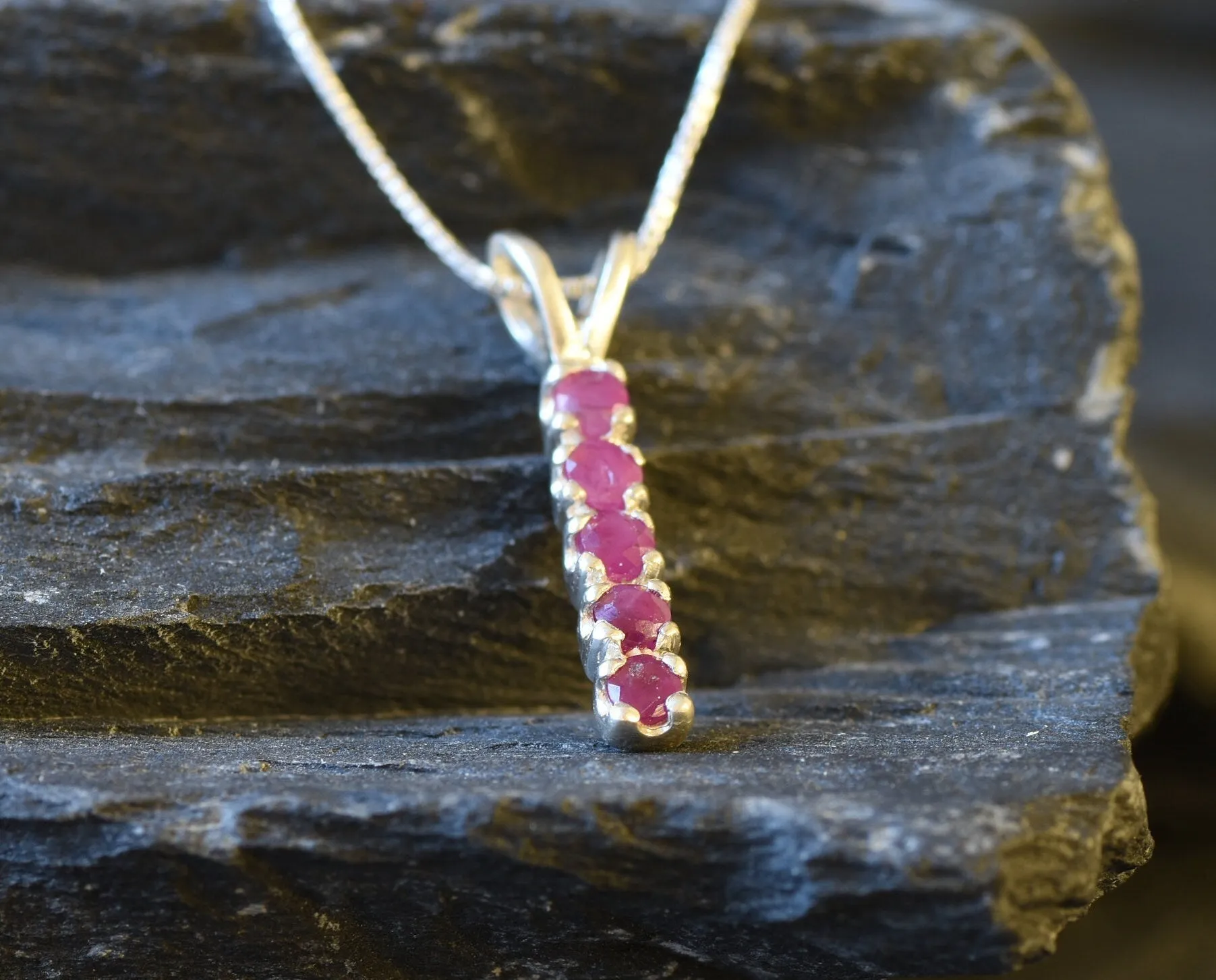 Dainty Red Pendant - Natural Ruby Necklace, July Birthstone Necklace