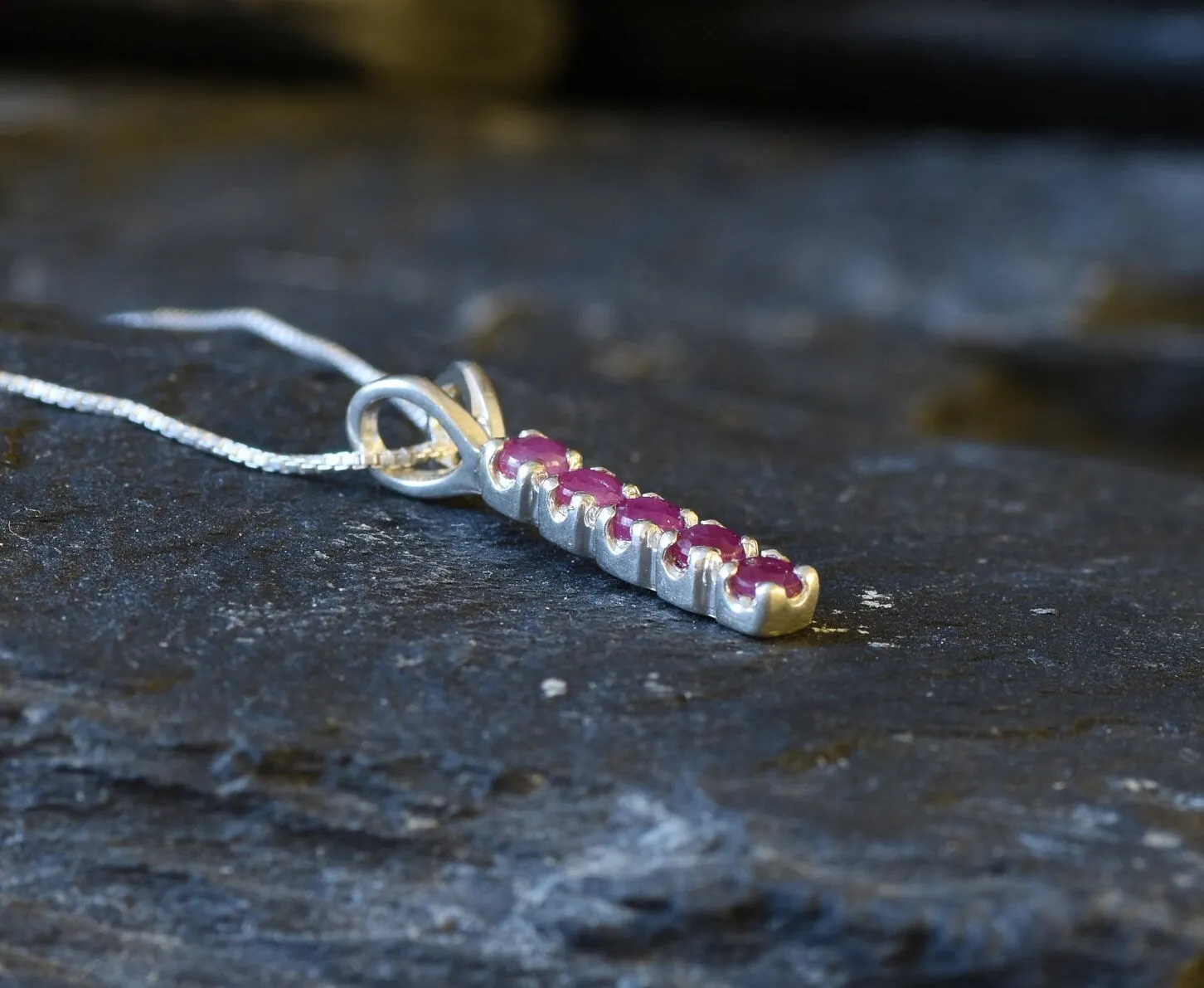 Dainty Red Pendant - Natural Ruby Necklace, July Birthstone Necklace