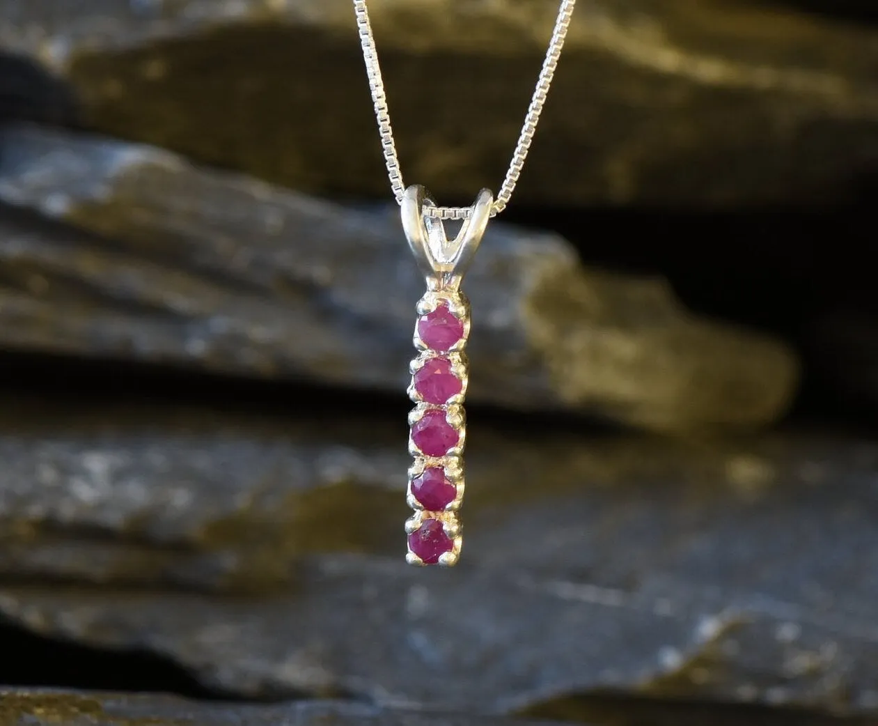Dainty Red Pendant - Natural Ruby Necklace, July Birthstone Necklace