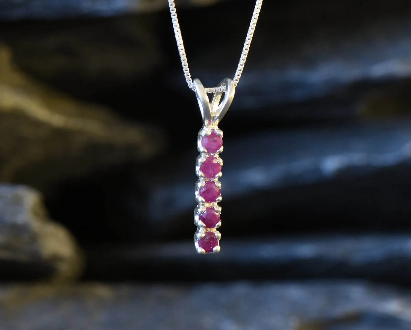 Dainty Red Pendant - Natural Ruby Necklace, July Birthstone Necklace
