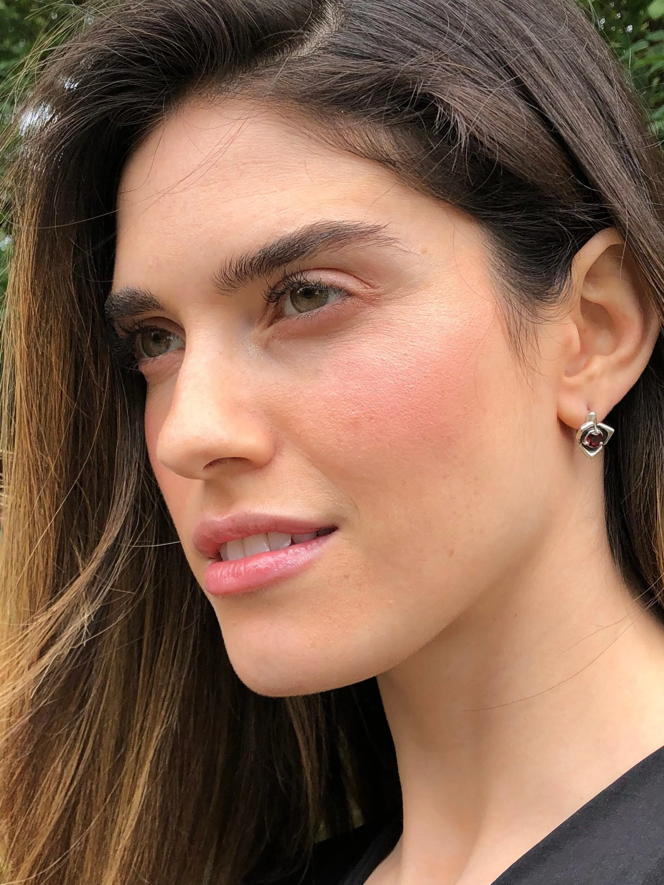 Dainty Ruby Earrings - Red Rose Earrings - Ruby Flower Earrings