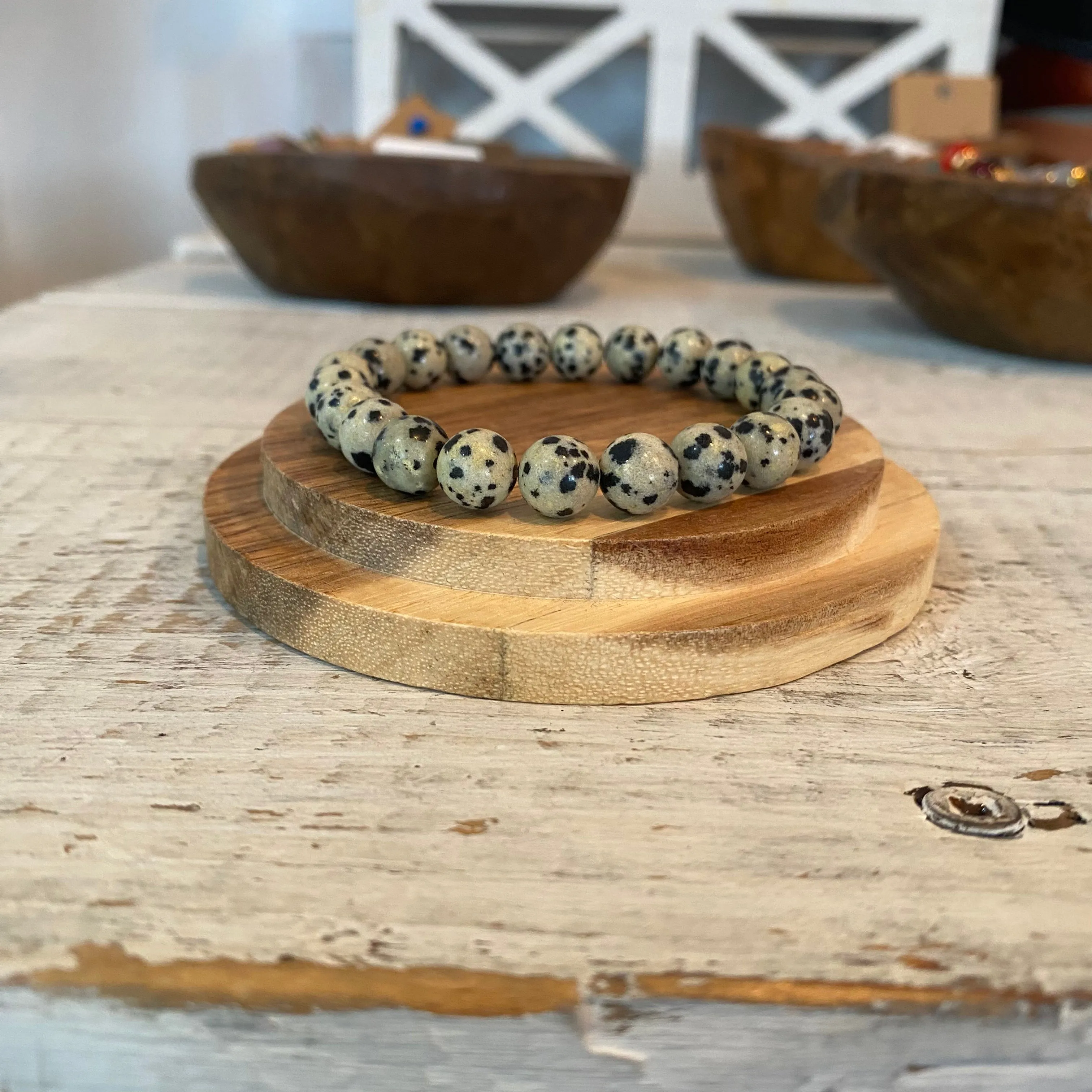 dalmatian jasper semi-precious stone bracelet