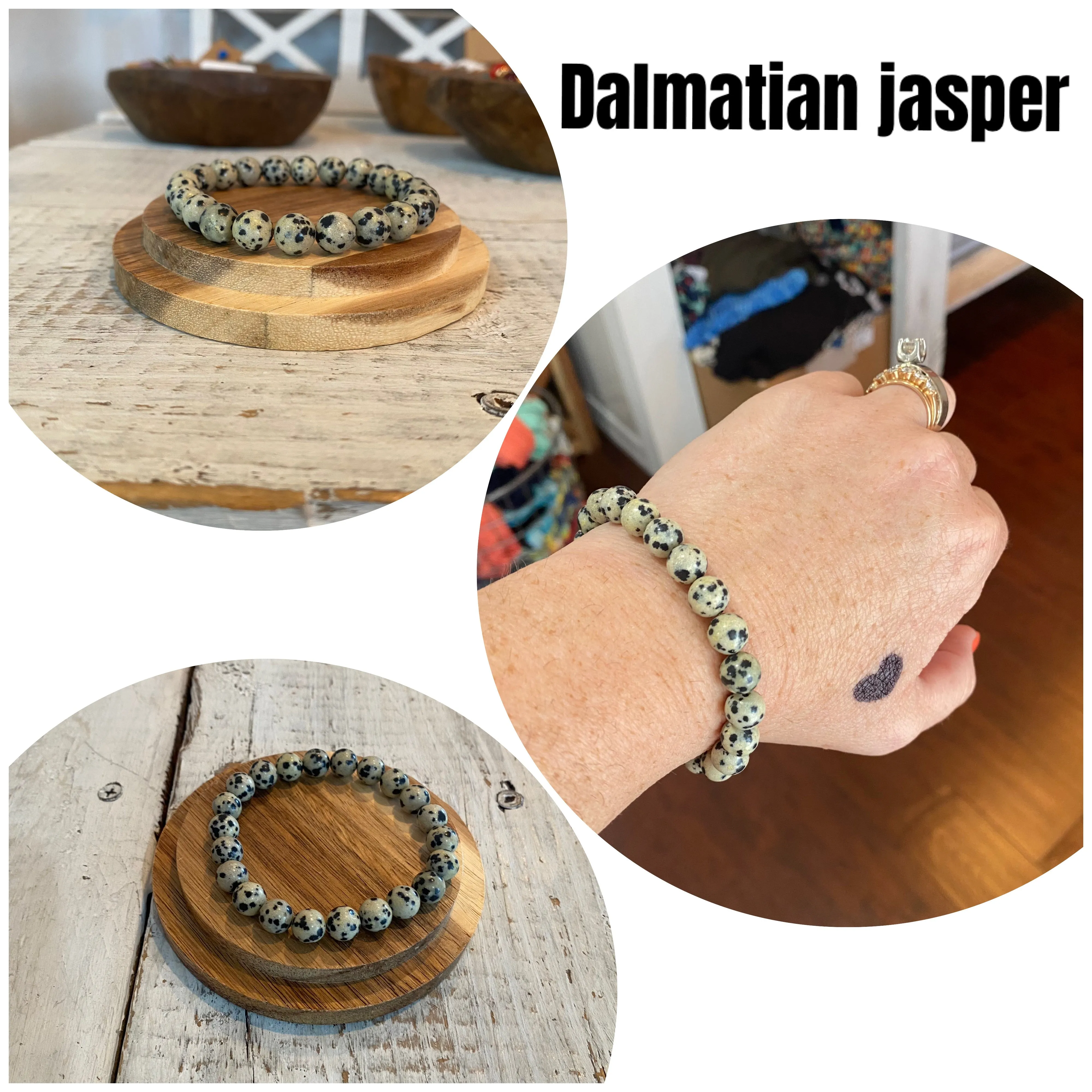 dalmatian jasper semi-precious stone bracelet
