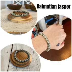 dalmatian jasper semi-precious stone bracelet