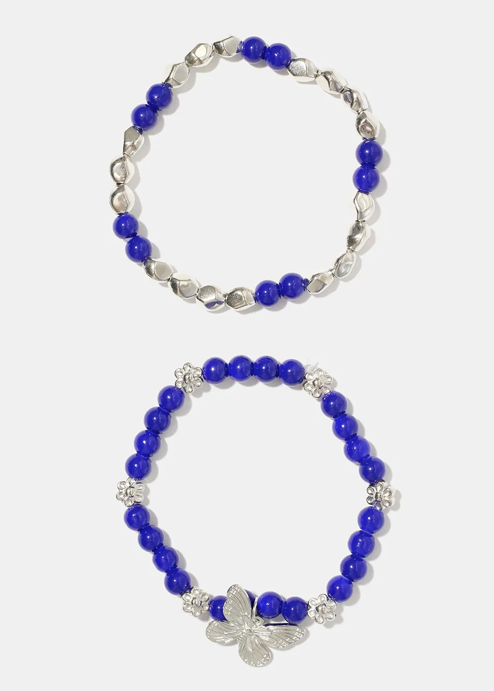 Dark Bead Bracelet with Butterfly