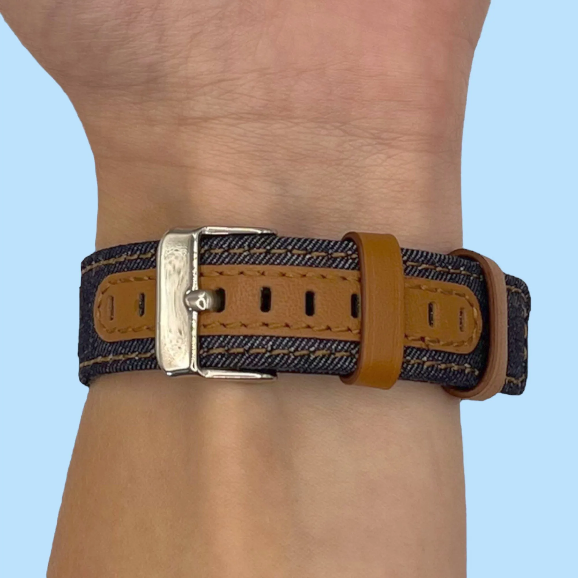 Denim & Leather Watch Straps Compatible with the Lacoste 22mm Range