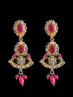 DER189 Ruby gold plated earrings  ( READY TO SHIP )