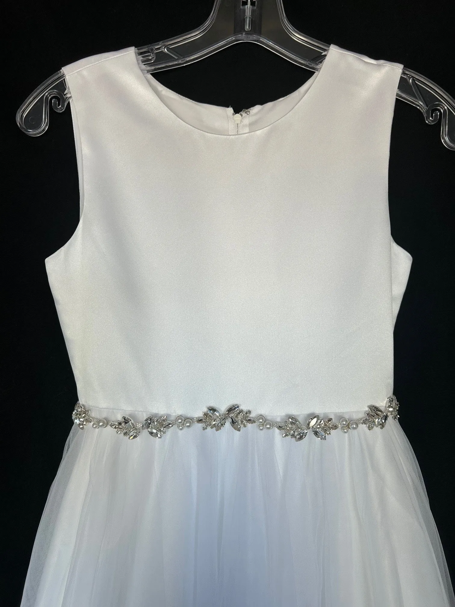 Diamante and cluster pearls ribbon belt