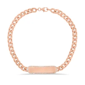 Diamond Framed ID Bracelet with Curb Chain