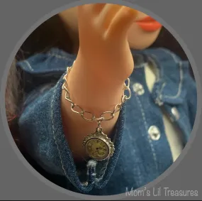Doll Watch Dangle Charm Bracelet • 18 Inch Fashion Doll Jewelry