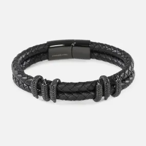 Double Black Dragon Claws Leather Bracelet