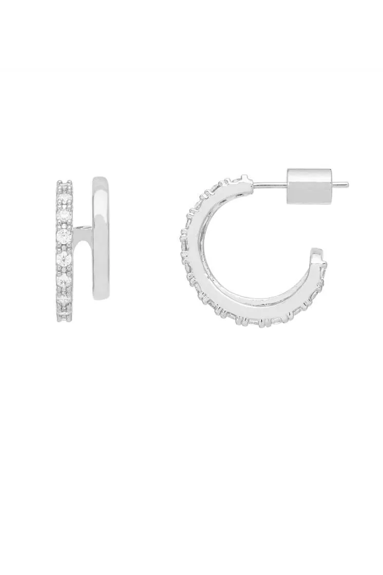 Double Hoop Illusion Pave Earrings