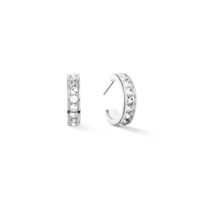 Earrings creole 20 stainless steel & crystals silver crystal