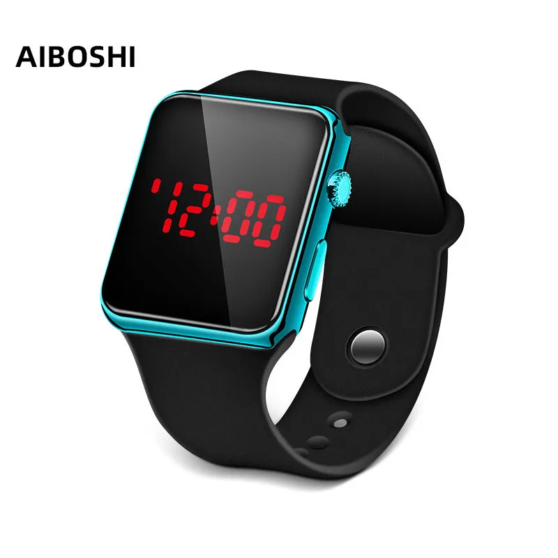 Electroplated Apple Electronic Watch Fashion Outdoor Sports Student Children LED Electronic Watch Men and Women